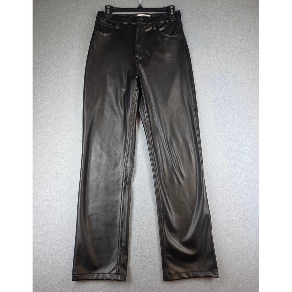 Abercrombie & Fitch 90s Straight Ultra High Rise Faux Leather Pants Black 28 6